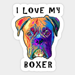 I Love My Boxer Sticker